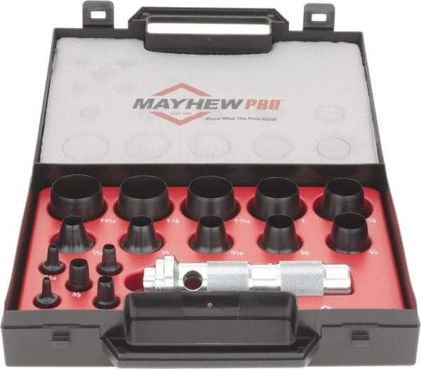 Mayhew - 16 Piece, 1/8 to 1-3/16", Hollow Punch Set - Comes in Plastic Case - Strong Tooling