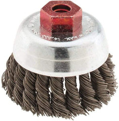 Anderson - 2-3/4" Diam, M10x1.50 Threaded Arbor, Steel Fill Cup Brush - 0.02 Wire Diam, 3/4" Trim Length, 14,000 Max RPM - Strong Tooling