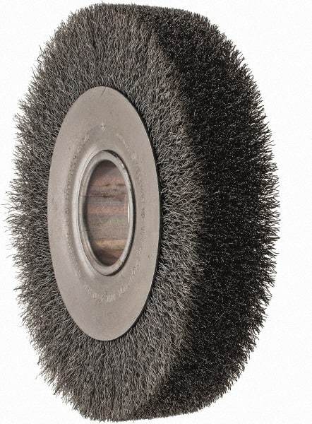 Anderson - 8" OD, 2" Arbor Hole, Crimped Steel Wheel Brush - 1-5/8" Face Width, 1-1/2" Trim Length, 0.01" Filament Diam, 4,500 RPM - Strong Tooling