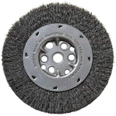 Anderson - 6" OD, 5/8" Arbor Hole, Crimped Steel Wheel Brush - 3/4" Face Width, 1-1/8" Trim Length, 0.008" Filament Diam, 6,000 RPM - Strong Tooling