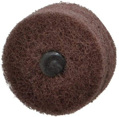 Standard Abrasives - 2" Diam, Medium Mounted Scrubber Buffing Wheel - 3 Ply, Very Fine Grade, 1/4" Shank Diam, 12,000 RPM - Strong Tooling