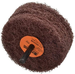 Standard Abrasives - 3" Diam, Medium Mounted Scrubber Buffing Wheel - 3 Ply, Medium Grade, 1/4" Shank Diam, 8,000 RPM - Strong Tooling