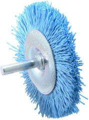 Dico - 3" OD, 1/4" Shank Diam, Crimped Nylon Wheel Brush - 3/8" Face Width - Strong Tooling