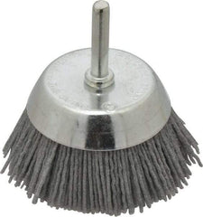 Dico - 2-1/2" Diam, 1/4" Shank Diam, Nylon Fill Cup Brush - Aluminum Oxide Abrasive Material, 0.05 Wire Diam - Strong Tooling