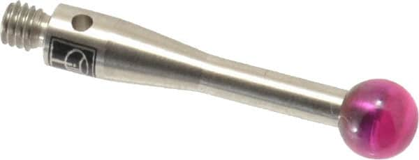 Renishaw - 0.1969 Inch Ball Diameter, Stainless Steel Stem, M3 Thread, Ruby Point Ball Tip CMM Stylus - 0.8268 Inch Working Length, 0.0984 Inch Stem Diameter, 0.8268 Inch Overall Length - Strong Tooling