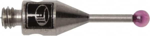 Renishaw - 0.0591 Inch Ball Diameter, Stainless Steel Stem, M2 Thread, Ruby Point Ball Tip CMM Stylus - 0.1772 Inch Working Length, 0.028 Inch Stem Diameter, 0.3937 Inch Overall Length - Strong Tooling