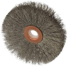 Anderson - 3" OD, 1/2" Arbor Hole, Crimped Stainless Steel Wheel Brush - 1/4" Face Width, 1" Trim Length, 0.006" Filament Diam, 20,000 RPM - Strong Tooling