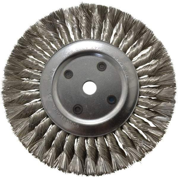 Anderson - 8" OD, 5/8" Arbor Hole, Knotted Stainless Steel Wheel Brush - 5/8" Face Width, 1-3/4" Trim Length, 0.012" Filament Diam, 6,000 RPM - Strong Tooling