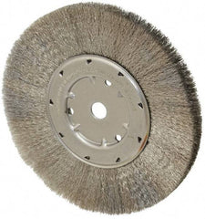 Anderson - 8" OD, 5/8" Arbor Hole, Crimped Stainless Steel Wheel Brush - 1/2" Face Width, 1-13/16" Trim Length, 0.006" Filament Diam, 4,500 RPM - Strong Tooling