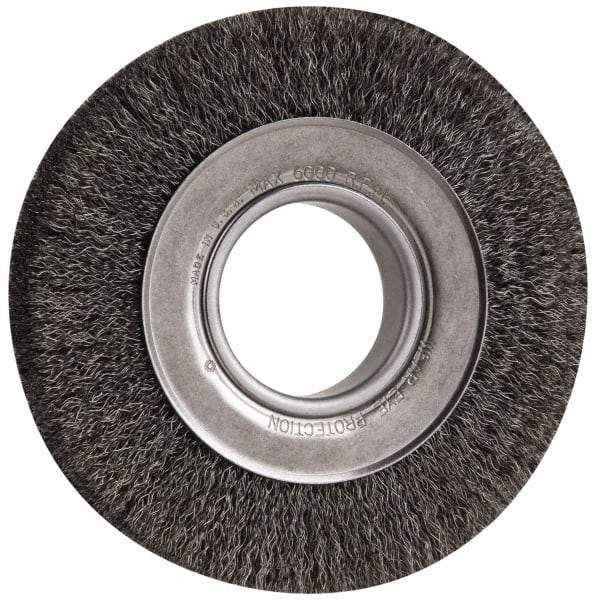 Anderson - 6" OD, 2" Arbor Hole, Crimped Steel Wheel Brush - 1" Face Width, 1-1/8" Trim Length, 0.0118" Filament Diam, 6,000 RPM - Strong Tooling