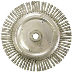 Anderson - 6-7/8" OD, 5/8-11 Arbor Hole, Knotted Stainless Steel Wheel Brush - 1/8" Face Width, 1-1/8" Trim Length, 0.02" Filament Diam, 9,000 RPM - Strong Tooling