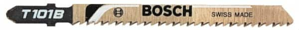 Bosch - 4" Long, 8 Teeth per Inch, High Carbon Steel Jig Saw Blade - Toothed Edge, 1/4" Wide x 0.05" Thick, T-Shank, Ground Side Tooth Set - Strong Tooling