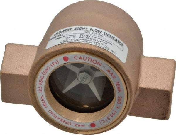 Dwyer - 3/4 Inch, Bronze Body Sight Flow Indicator - 125 Max psi, 4 Inch Overall Length, 200°F - Strong Tooling