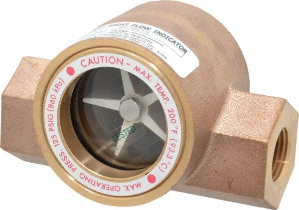 Dwyer - 1/2 Inch, Bronze Body Sight Flow Indicator - 125 Max psi, 4 Inch Overall Length, 200°F - Strong Tooling