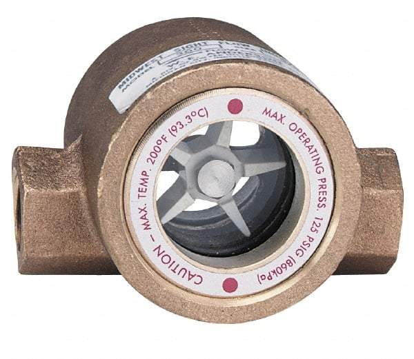 Dwyer - 1/4 Inch, Bronze Body Sight Flow Indicator - 125 Max psi, 3-1/16 Inch Overall Length, 200°F - Strong Tooling