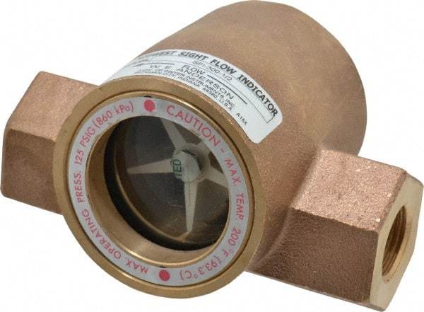 Dwyer - 1/2 Inch, Bronze Body Sight Flow Indicator - 125 Max psi, 4-1/16 Inch Overall Length, 200°F - Strong Tooling