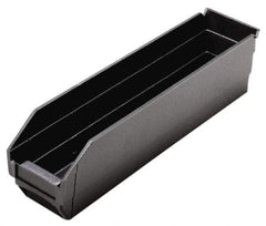 Quantum Storage - 17-7/8" Deep, Black Polypropylene Hopper Shelf Bin - 4" High x 4-1/8" Wide x 17-7/8" Long - Strong Tooling