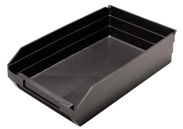 Quantum Storage - 17-7/8" Deep, Black Polypropylene Hopper Shelf Bin - 4" High x 11-1/8" Wide x 17-7/8" Long - Strong Tooling