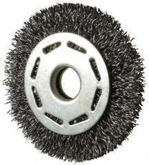 Value Collection - 2-1/2" OD, 3/8" Arbor Hole, Crimped Steel Wheel Brush - 5/16" Face Width, 1/2" Trim Length, 0.012" Filament Diam, 6,000 RPM - Strong Tooling