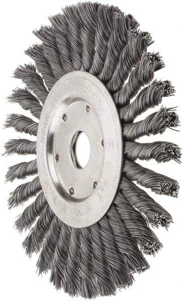 Value Collection - 7" OD, 7/8" Arbor Hole, Knotted Steel Wheel Brush - 1/2" Face Width, 1-11/16" Trim Length, 0.012" Filament Diam, 9,000 RPM - Strong Tooling