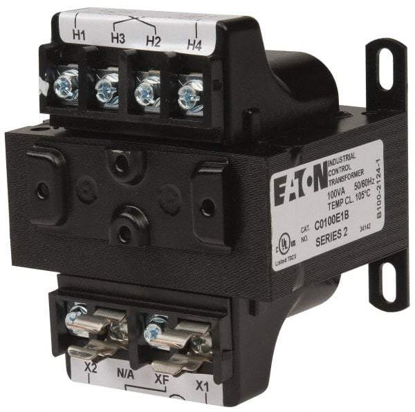 Eaton Cutler-Hammer - 1 Phase, 0.1 kVA, Control Transformer - 2 Input, 1 Output Winding, 50/60 Hz, 3-3/8 Inch Deep x 2-7/8 Inch High, 131°F Temp Rise - Strong Tooling