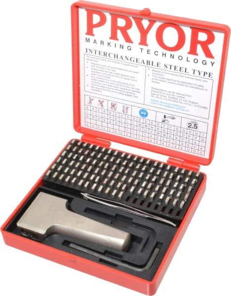 Pryor - 112 Piece, 3/32 Inch Character, Hardened Steel Type Set - 12 Character Capacity - Strong Tooling