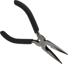 Value Collection - 5" OAL, 1-1/2" Jaw Length x 9/16" Jaw Width, Long Nose Side Cutting Mini Pliers - Serrated Jaw, Plastic Dipped Handles, with Spring - Strong Tooling