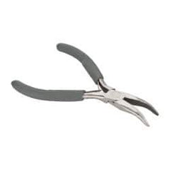 Value Collection - 5" OAL, 1-11/32" Jaw Length x 9/16" Jaw Width, Long Nose Side Cutting Bent Nose Pliers - Smooth Jaw, Plastic Dipped Handles - Strong Tooling