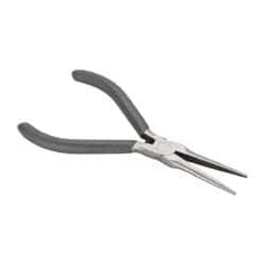 Value Collection - 5" OAL, 1-9/16" Jaw Length x 7/16" Jaw Width, Long Nose Mini Pliers - Serrated Jaw, Needle Nose Head, Plastic Dipped Handles, with Spring - Strong Tooling