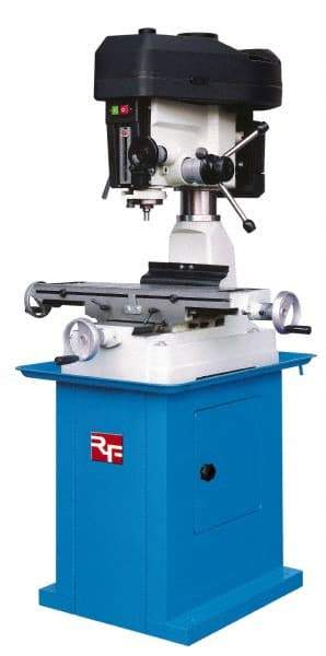 Rong Fu - 3 Phase, 16-3/8" Swing, Step Pulley Mill Drill Machine - 28-1/2" Table Length x 8-1/4" Table Width, 18-1/8" Longitudinal Travel, 6-1/4" Cross Travel, 23 Spindle Speeds, 1 hp, 230 Volts - Strong Tooling