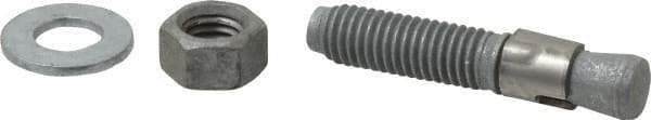 Made in USA - 1/2" Diam, 1/2" Drill, 2-3/4" OAL, 3-3/8" Min Embedment Wedge Expansion Concrete Anchor - Grade 5 Steel, Galvanized Finish, Hex Nut Head, Hex Drive, 1-1/2" Thread Length - Strong Tooling