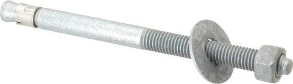 Value Collection - 5/8" Diam, 5/8" Drill, 8-1/2" OAL, 1-1/2" Min Embedment Wedge Expansion Concrete Anchor - Grade 5 Steel, Galvanized Finish, Hex Nut Head, Hex Drive, 4" Thread Length - Strong Tooling