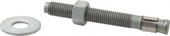 Made in USA - 3/4" Diam, 3/4" Drill, 6-1/4" OAL, 2-1/2" Min Embedment Wedge Expansion Concrete Anchor - Grade 5 Steel, Galvanized Finish, Hex Nut Head, Hex Drive, 4-1/4" Thread Length - Strong Tooling