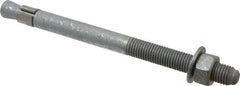 Made in USA - 3/4" Diam, 3/4" Drill, 10" OAL, 1-1/2" Min Embedment Wedge Expansion Concrete Anchor - Grade 5 Steel, Galvanized Finish, Hex Nut Head, Hex Drive, 4" Thread Length - Strong Tooling