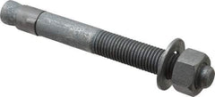 Made in USA - 7/8" Diam, 7/8" Drill, 8" OAL, 2-1/2" Min Embedment Wedge Expansion Concrete Anchor - Grade 5 Steel, Galvanized Finish, Hex Nut Head, Hex Drive, 4" Thread Length - Strong Tooling