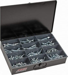 Value Collection - 290 Piece, 1/4 to 1/2" Screw, Steel Anchor Assortment - Zinc Plated, 1-3/4 to 5-1/2" Long - Strong Tooling