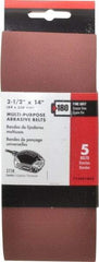 Porter-Cable - 2-1/2" Wide x 14" OAL, 180 Grit, Aluminum Oxide Abrasive Belt - Aluminum Oxide, Fine, Coated, X Weighted Cloth Backing - Strong Tooling