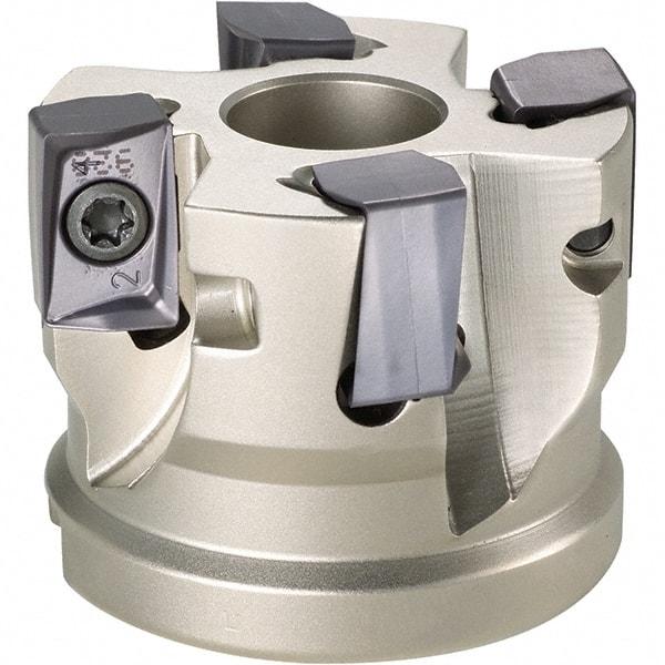 Iscar - 4 Inserts, 2-1/2" Cut Diam, 1" Arbor Diam, 0.642" Max Depth of Cut, Indexable Square-Shoulder Face Mill - 0/90° Lead Angle, 1-3/4" High, H490 AN.X 17 Insert Compatibility, Through Coolant, Series Helido - Strong Tooling