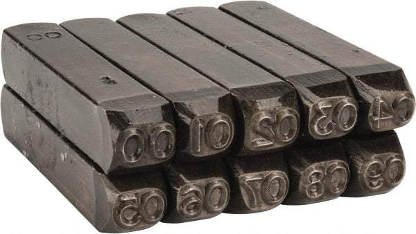 Made in USA - 10 Piece, 1/4" Character Steel Stamp Set - Double Digit Figures, Double Digits - Strong Tooling