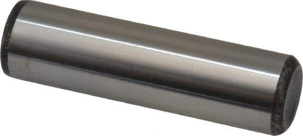 Made in USA - 5/8" Diam x 2-1/4" Pin Length Grade 8 Alloy Steel Standard Dowel Pin - Bright Finish, C 47-58 & C 60 (Surface) Hardness, 46,000 Lb (Single Shear), 92,000 Lb (Double Shear) Breaking Strength, 1 Beveled & 1 Rounded End - Strong Tooling