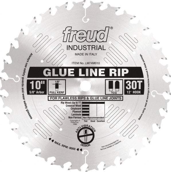 Freud - 10" Diam, 5/8" Arbor Hole Diam, 30 Tooth Wet & Dry Cut Saw Blade - Carbide-Tipped, Standard Round Arbor - Strong Tooling