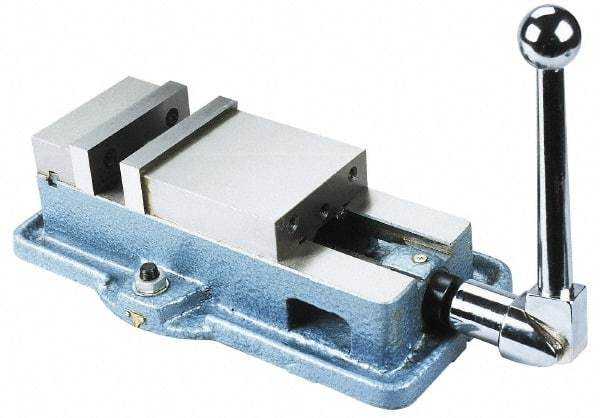 Interstate - 6" Jaw Width, 7-1/2" Jaw Opening Capacity, Horizontal Stationary Machine Vise - Manual Operation, 7,875 Lb Capacity, 1 Station, 17.2" Long x 4.93" High x 1-1/2" Deep, 1-1/2" Jaw Height, Cast Iron - Strong Tooling