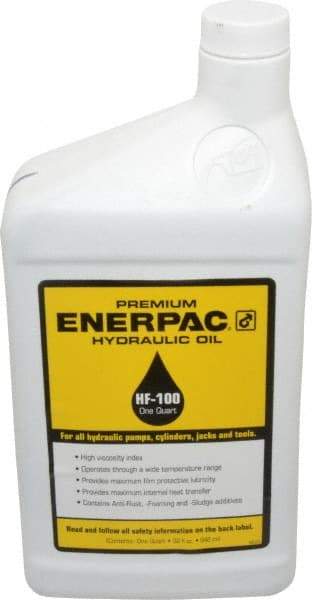 Enerpac - 1 Qt Bottle, Mineral Hydraulic Oil - ISO 32, <12,000 SUS at 0°F, 150 to 165 SUS at 100°F, 42 to 45 SUS at 210°F - Strong Tooling