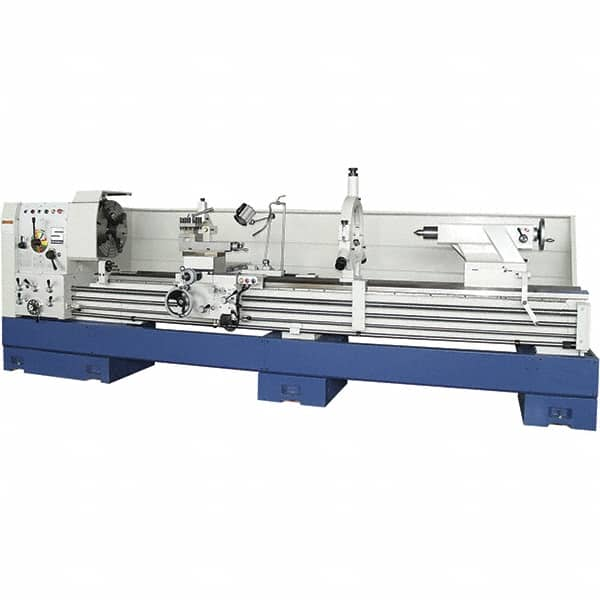 Summit - 30" Swing, 80" Between Centers, 120 Volt, Triple Phase Toolroom Lathe - 5MT Taper, 15 hp, 11 to 700 RPM, 9-1/8" Bore Diam, 58" Deep x 66" High x 164" Long - Strong Tooling