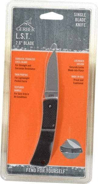 Gerber - 2-5/8" Blade, 6-1/8" OAL, Straight Pocket Knife - 3-1/2" Closed Length - Strong Tooling