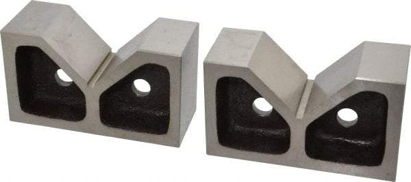 Value Collection - 3-1/16" Max Capacity, 90° Angle, Cast Iron V-Block - 6" Long x 2-7/16" Wide x 3-1/2" High, Sold as Matched Pair - Strong Tooling