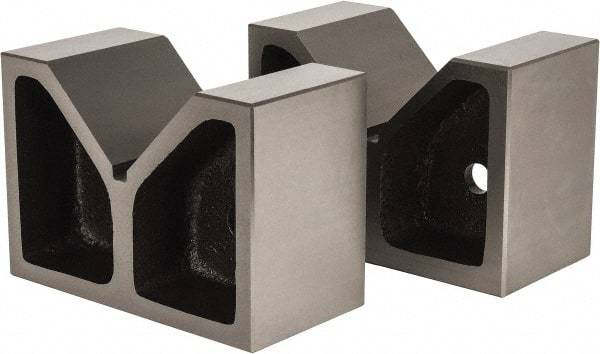 Value Collection - 4-1/2" Max Capacity, 90° Angle, Cast Iron V-Block - 8" Long x 4" Wide x 5-1/2" High, Sold as Matched Pair - Strong Tooling