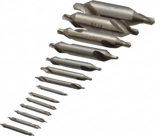 Keo - 14 Piece, #5/0 to 8, Plain Edge, High Speed Steel Combo Drill & Countersink Set - 60° Incl Angle - Strong Tooling