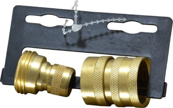 Nelson - 3/4-8 Garden Hose Coupler & Connector Set - Brass, Female & Male Connector - Strong Tooling