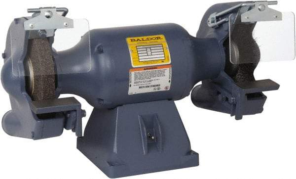 Baldor - 8" Wheel Diam x 1" Wheel Width, 3/4 hp Grinder/Buffer - 3/4" Arbor Hole Diam, 1 Phase, 3,600 Max RPM, 115/230 Volts - Strong Tooling